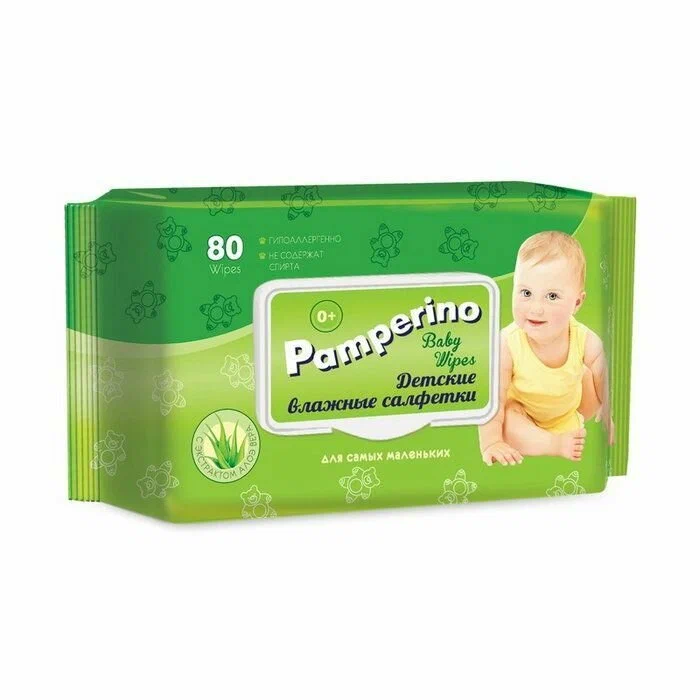 Pamperino  №80 Детские влажные салфетки с пластиковым клапаном 15308 (20)