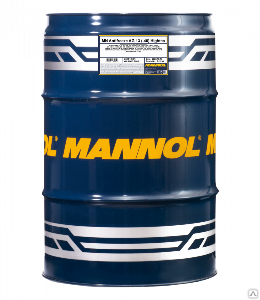 Антифриз зелёный AG13 (-40°C) Hightec (208л) MANNOL 4013