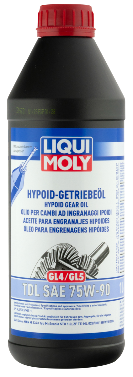 Синтетическое трансмиссионное масло Hypoid-Getriebeoil TDL 75W90 (1л) LIQUI MOLY