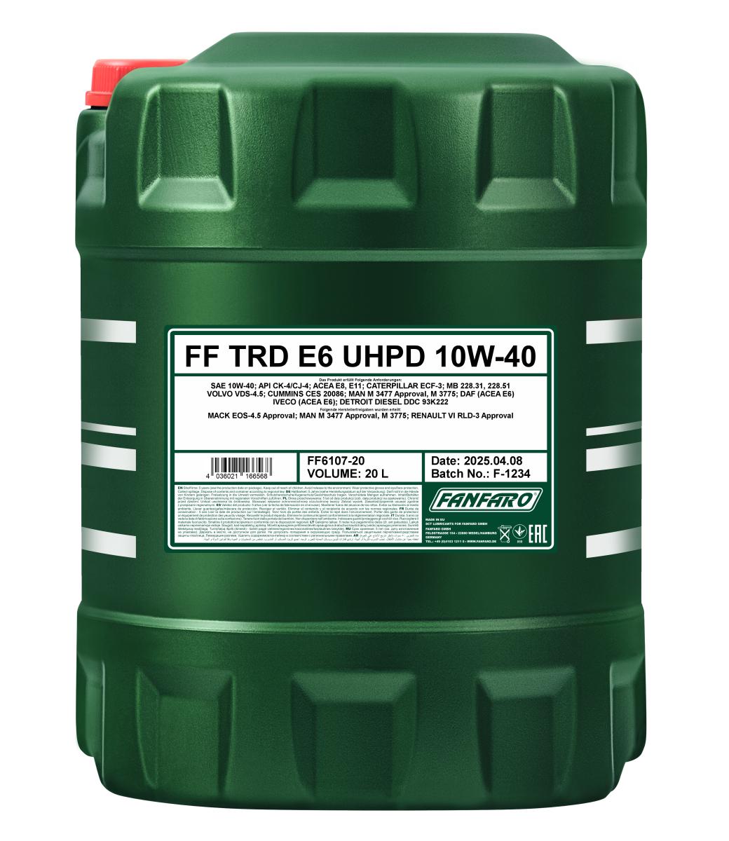 6107-020 Масло моторное синтетическое TRD E6 UHPD 10W-40 SAE 10W-40 (20л.) FANFARO