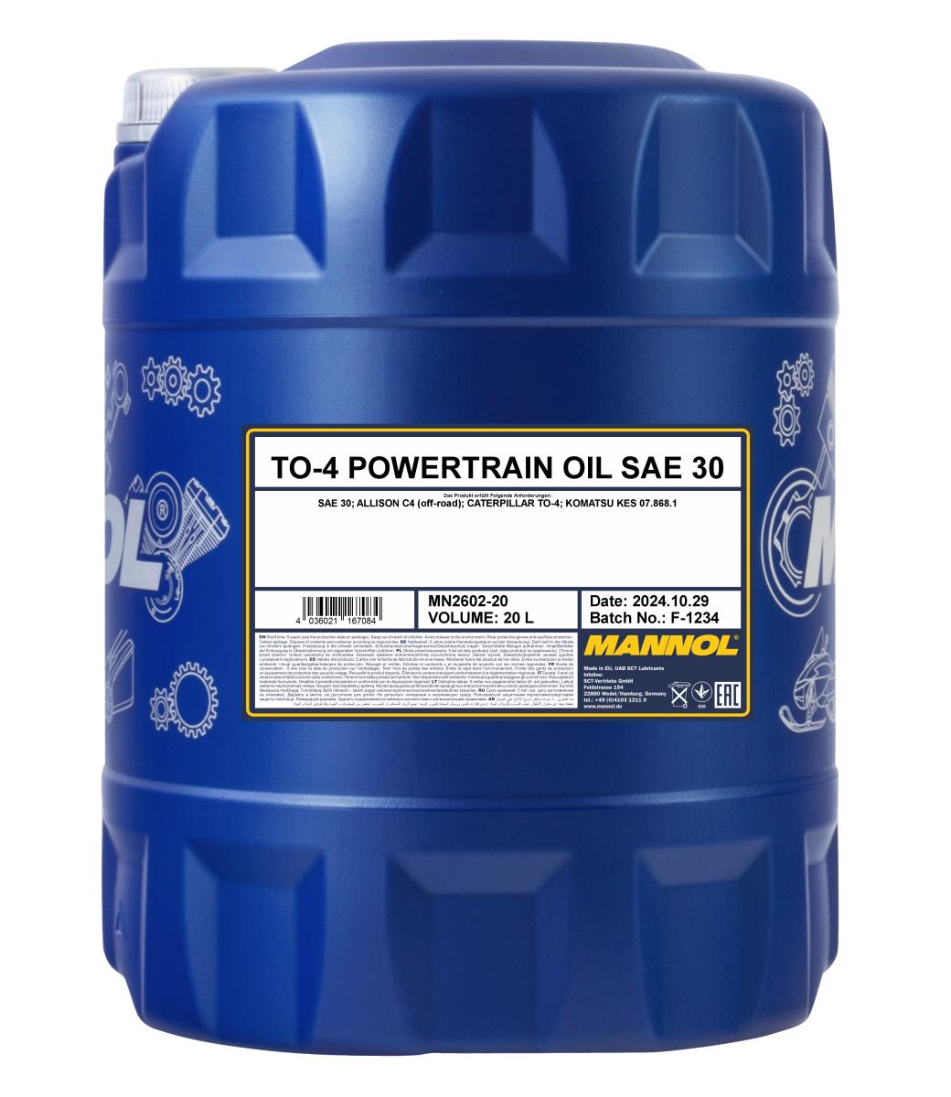 2602-020 Масло трансмиссионно-гидравлическое TO-Powertrain Oil SAE 30 (20л) MANNOL