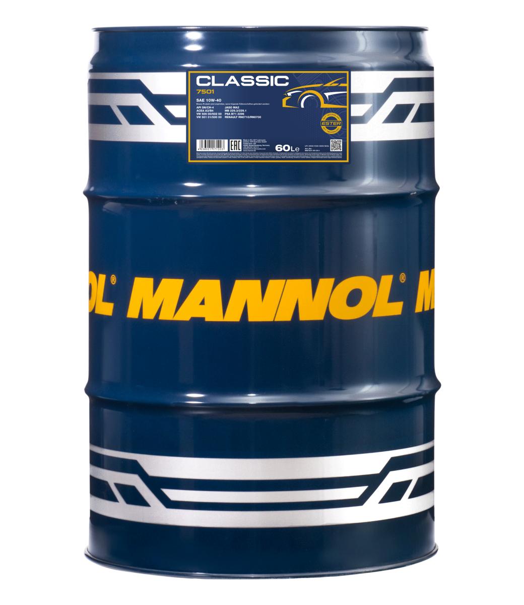 7501-060 масло мот.п/синт. Classic 10W40 (60л) MANNOL; SN/CH-4/A3/B4