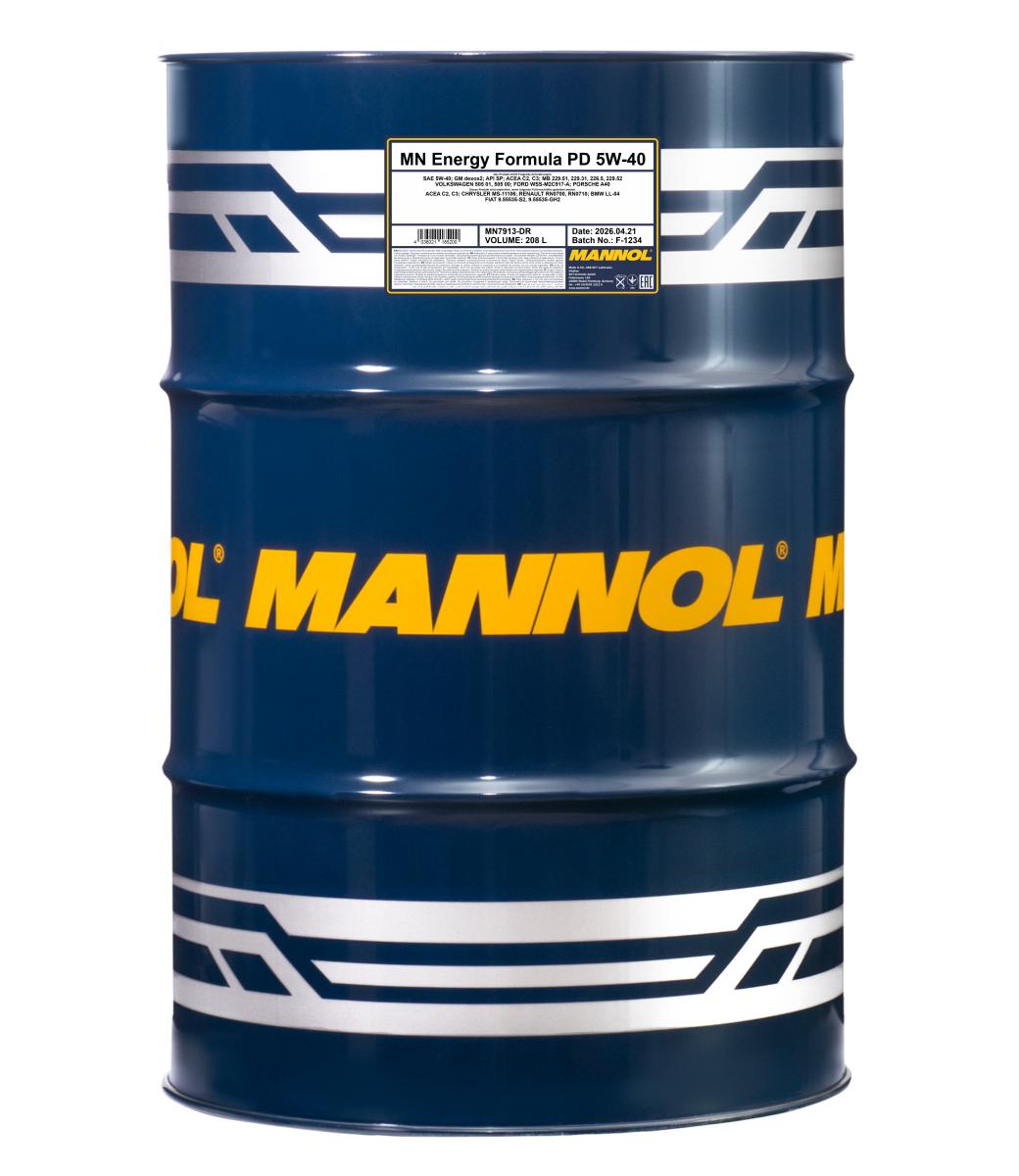 7913-208 масло мот.синт. Energy Formula PD 5W/40 (208л) MANNOL; API SN, ACEA C3