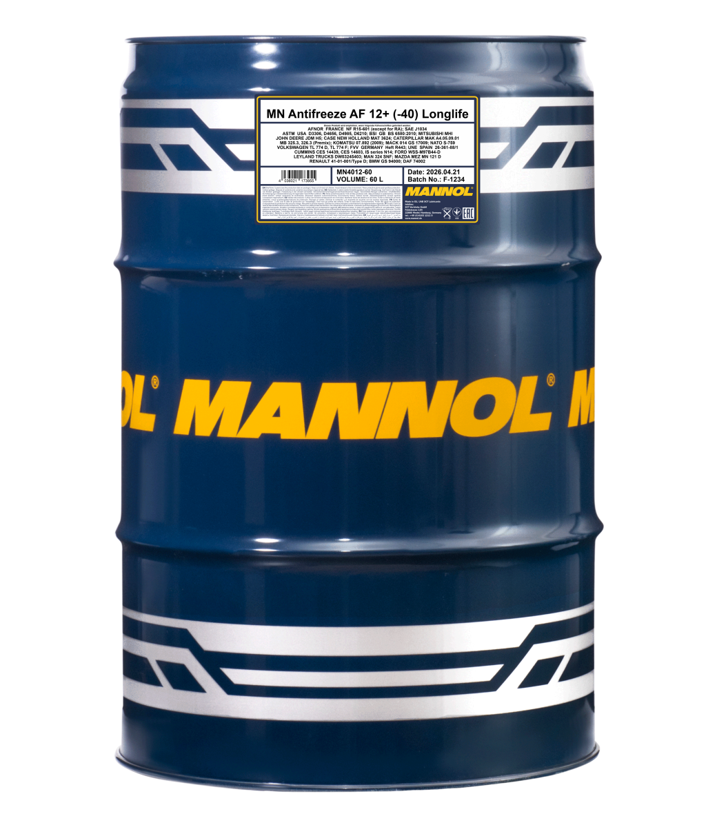 Антифриз красный AF12+ (-40°C) Longlife (60л) MANNOL 4012