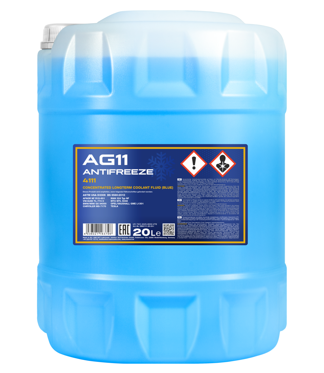 Антифриз голубой концентрат AG11 Longterm (20л) MANNOL 4111