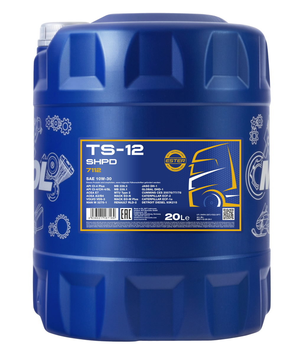 7112-020 Масло моторное полусинтетическое TS-12 SHPD 10W-30  (20л) MANNOL