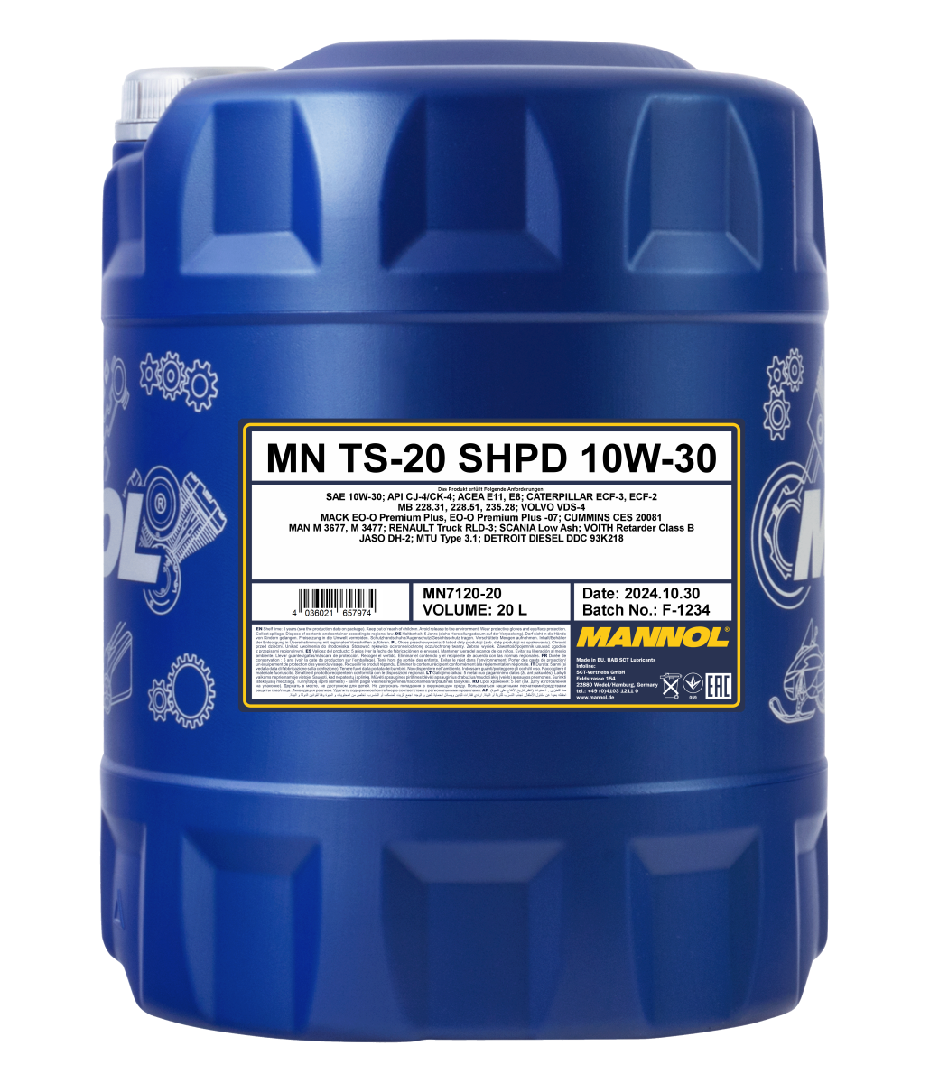 7120-020 Масло моторное синтетическое TS-20 SHPD 10W-30  (20л) MANNOL