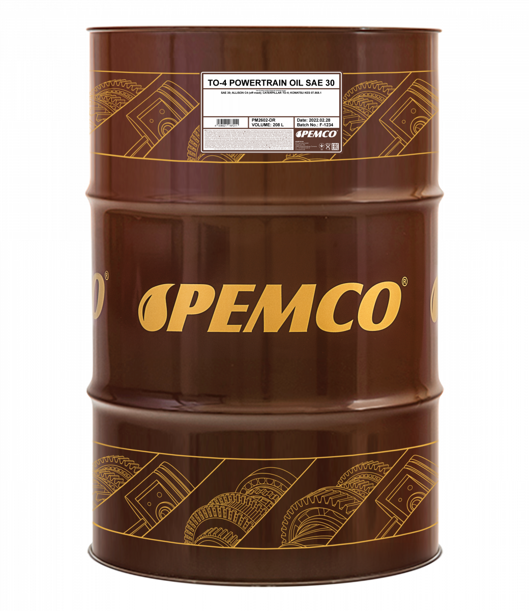 Масло трансмиссионно-гидравлическое TO-Powertrain Oil SAE 30 (208л) Pemco