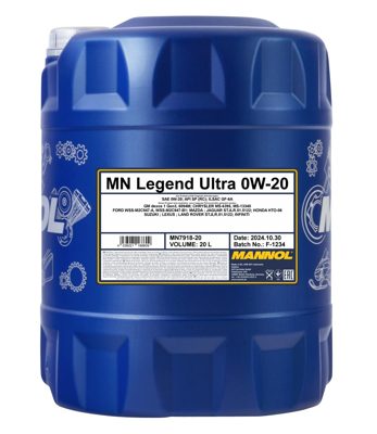 7918-020 масло мот.синт. Legend Ultra 0W-20  (20л) MANNOL; API SP(RC)