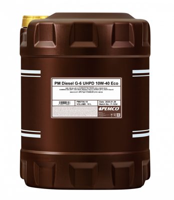 Масло моторное синтетическое универсальное всесезонное DIESEL G-6 Eco UHPD SAE 10W-40 (10л) Pemco